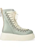 AGL 60mm lace-up platform boots - Green
