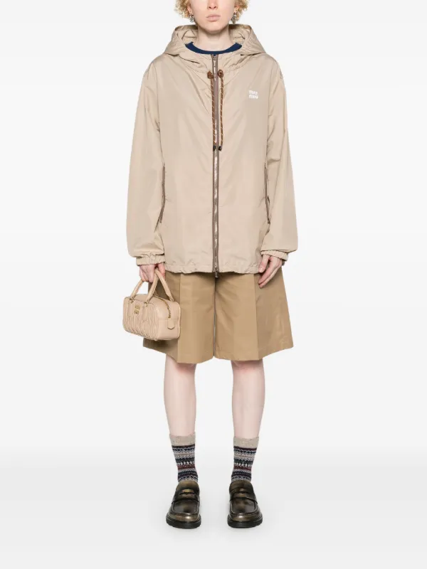 Miu Miu Lightweight Hooded Jacket | Neutrals | FARFETCH GR