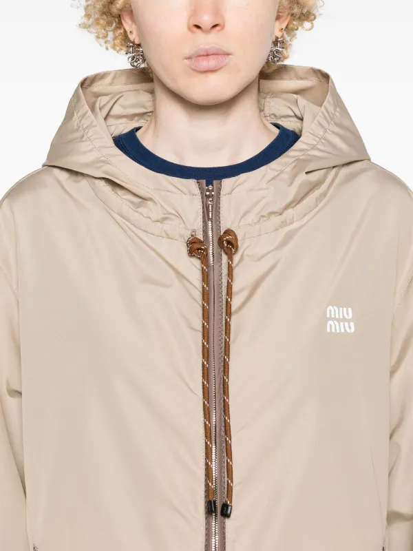 Miu Miu Lightweight Hooded Jacket | Neutrals | FARFETCH GR