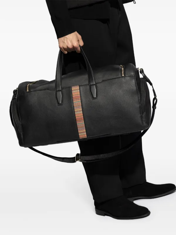 Paul Smith stripe detailing Leather Holdall Black FARFETCH UK