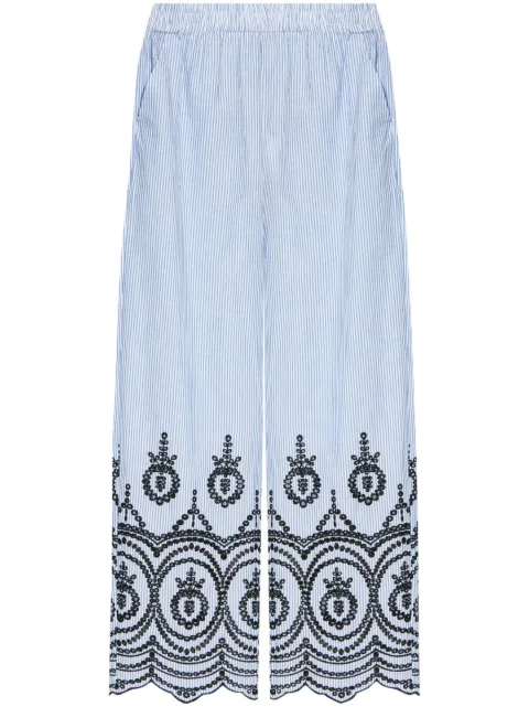 MUNTHE embroidered-motif striped trousers