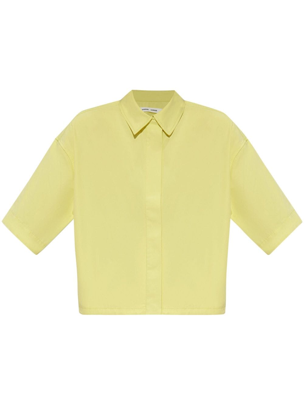 Samsoe & Samsoe Drawstring-waist Cropped Shirt In Yellow