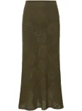Cecilie Bahnsen embroidered floral knit skirt - Green