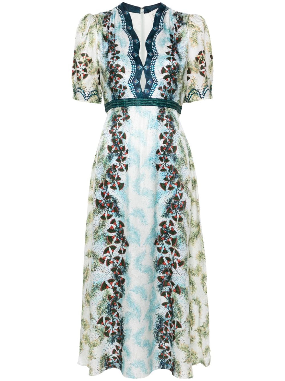 Saloni Maxi-jurk met botanische print Blauw