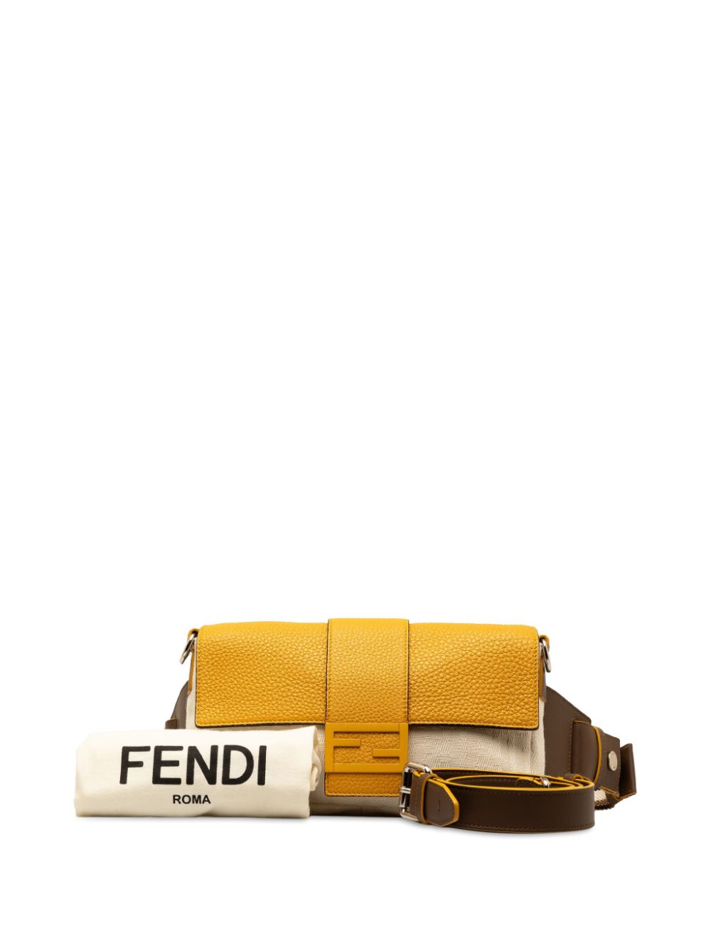 Fendi 2018-2023 Zucca Canvas and Leather Convertible Baguette satchel