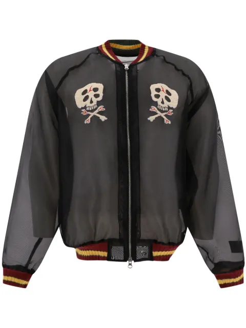 KAPITAL sheer skull-embroidered bomber jacket