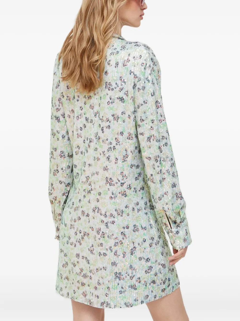 Stine Goya Floral Sequin Mini Dress In Green