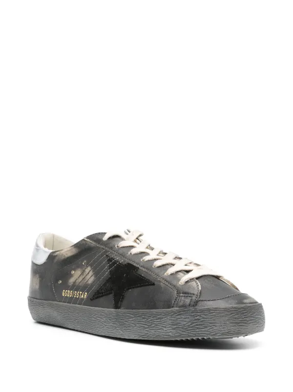Golden Goose Super Star Distressed Sneakers Black FARFETCH UK