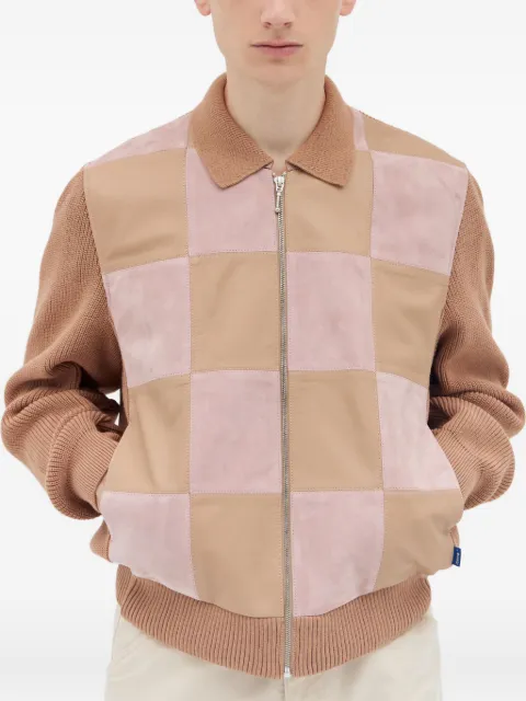 Awake NY knitted-panel suede jacket