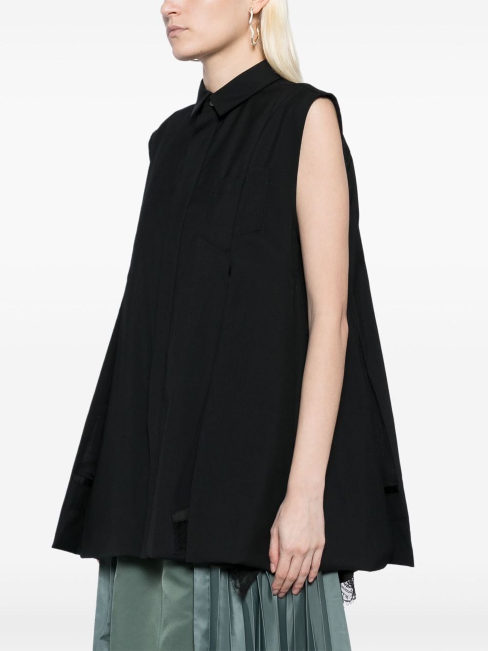 SACAI CHIFFON MIX SUITING SHIRT 