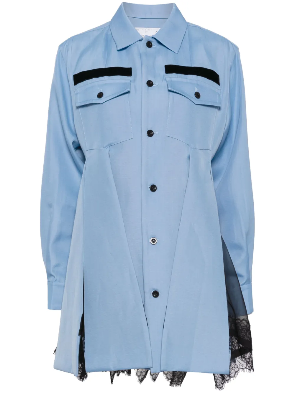 Sacai Blousejurk met dubbele rij knopen Blauw
