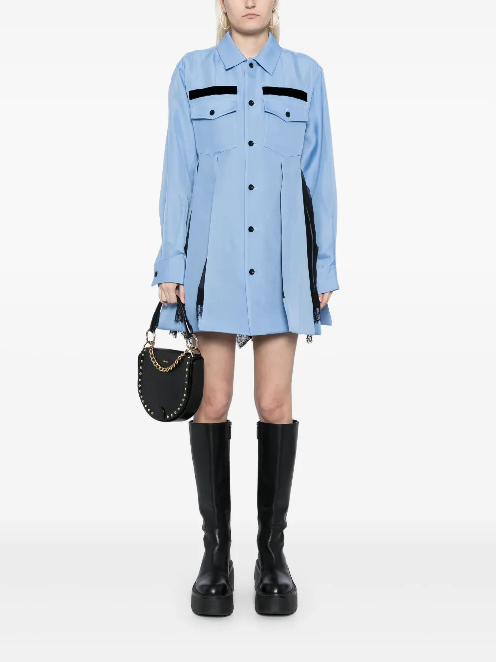 sacai Blousejurk met dubbele rij knopen - Blauw