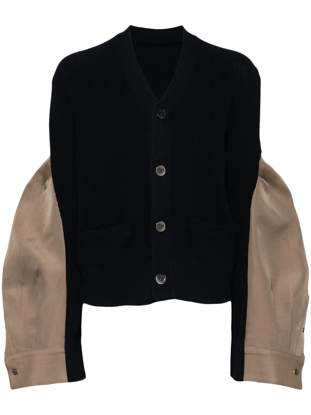 Sacai Cardigan Mit Einsatzen Blau FARFETCH DE