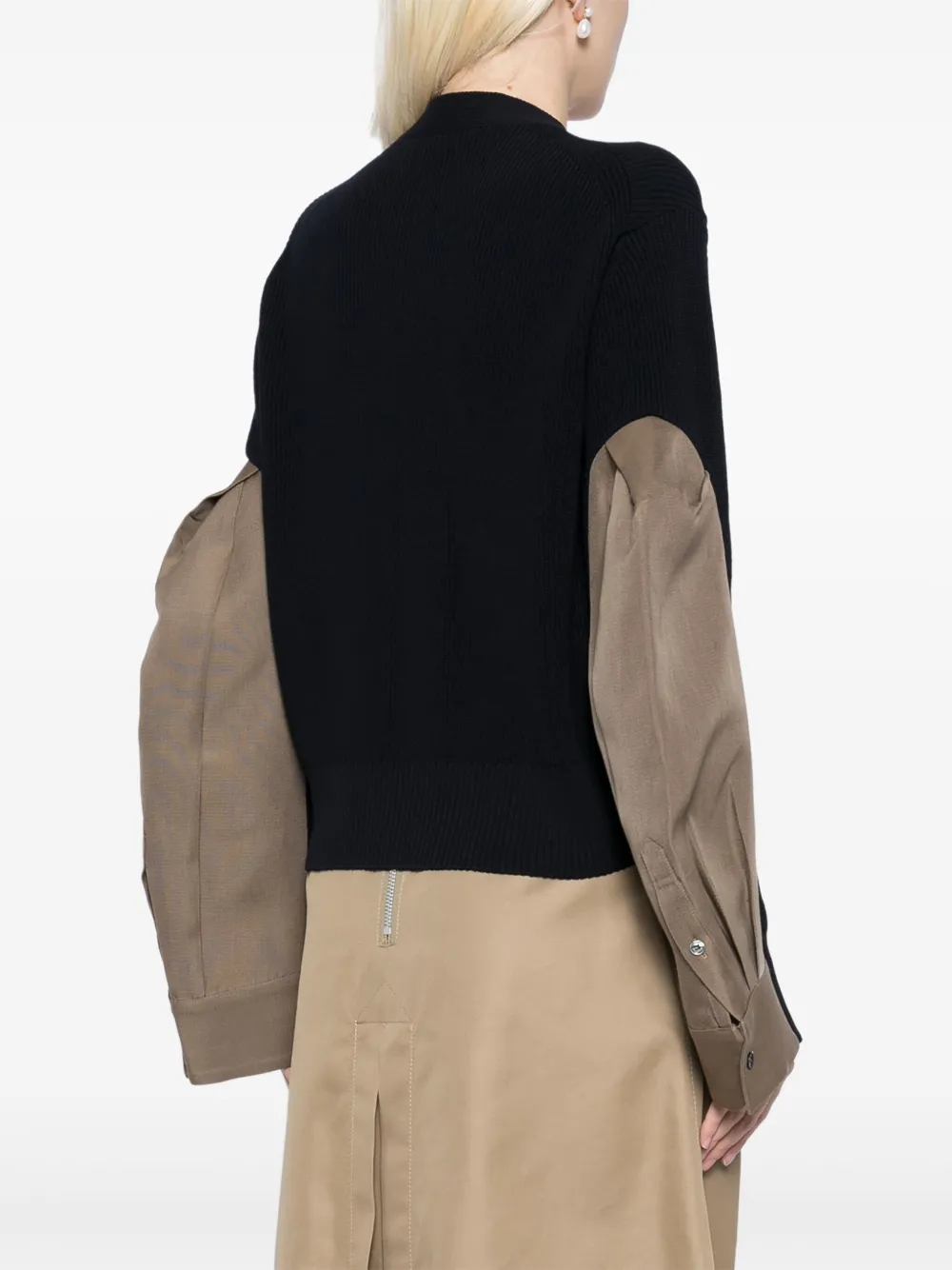 Sacai Panelled Cardigans In Blue