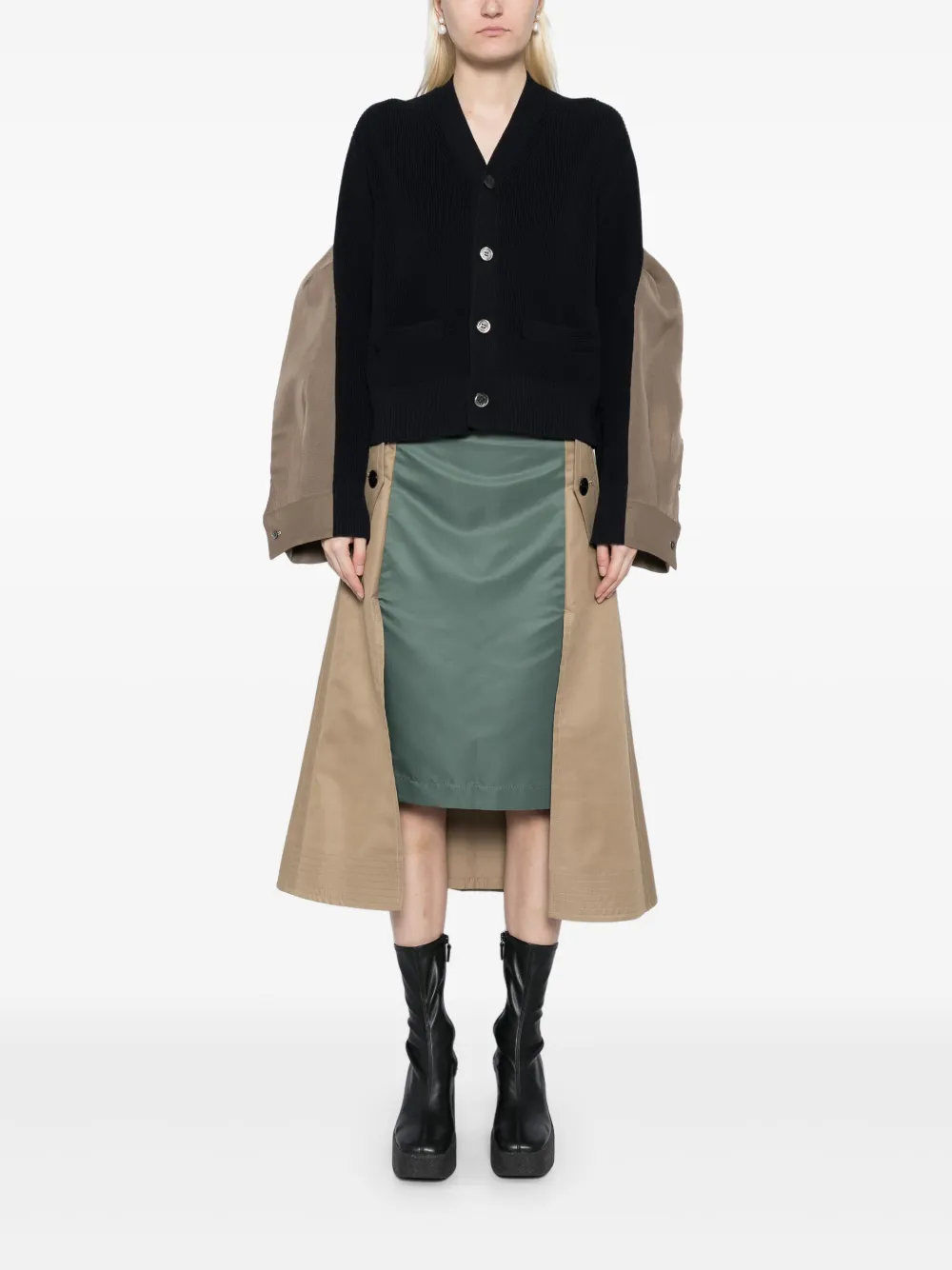 sacai panelled cardigans - Blauw