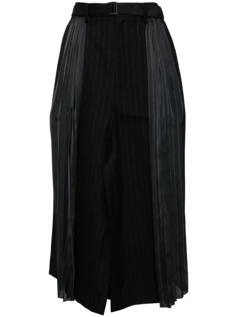 sacai falda plisada con rayas estampadas
