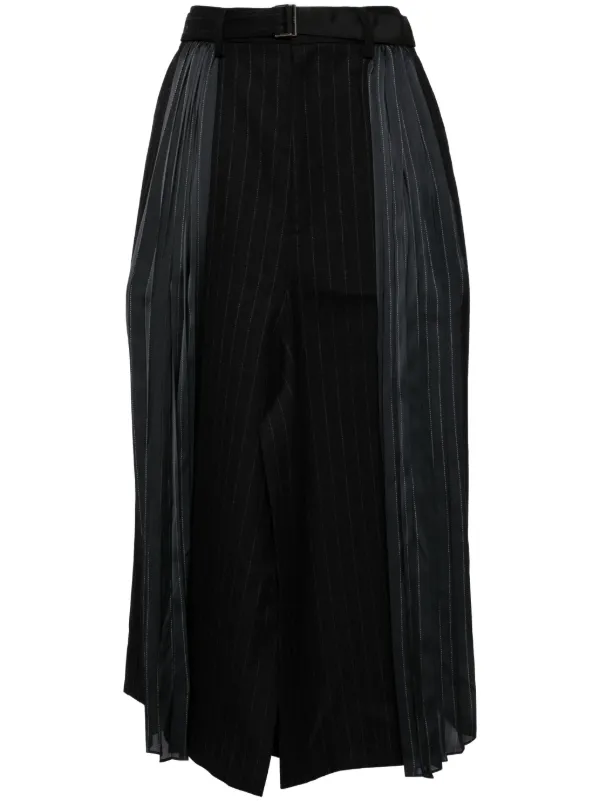 人気ランキング Sacai ストライプ JP FARFETCH | ブラック | プリーツスカート スカート