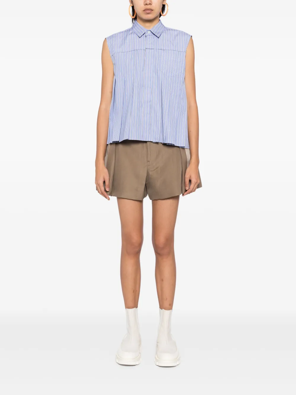 sacai Gestreepte button-up tanktop - Blauw