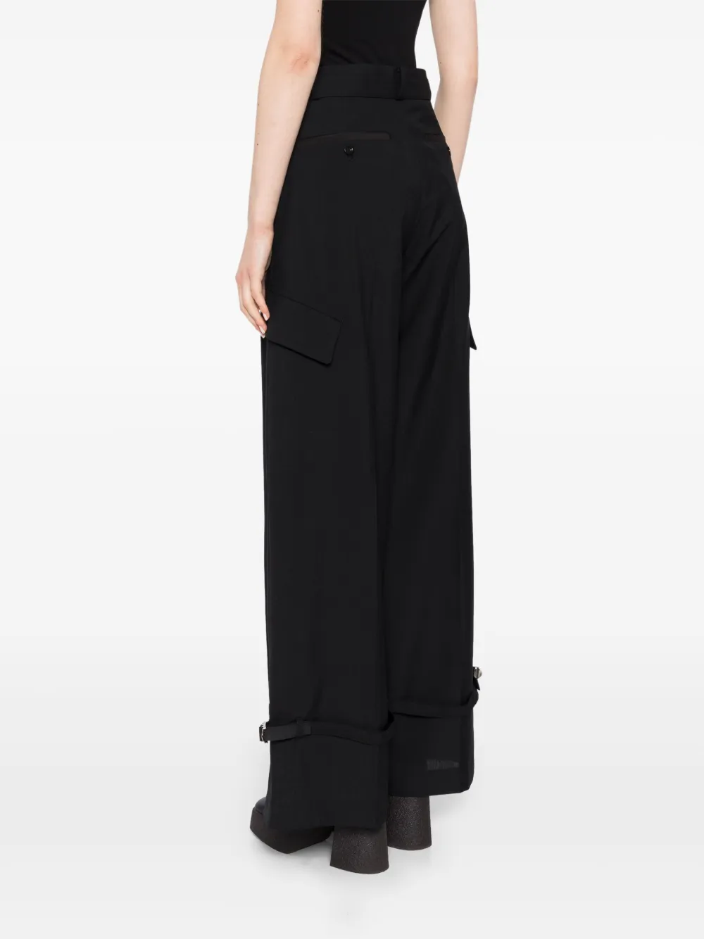 sacai Pantalon met ceintuur Zwart