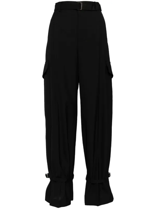 Sacai Belted Tailored Trousers in Black