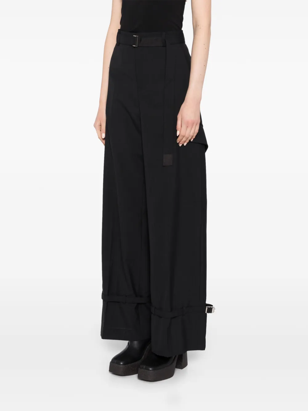 sacai Pantalon met ceintuur Zwart