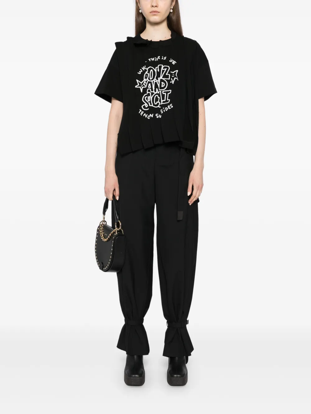 sacai T-shirt met print - Zwart