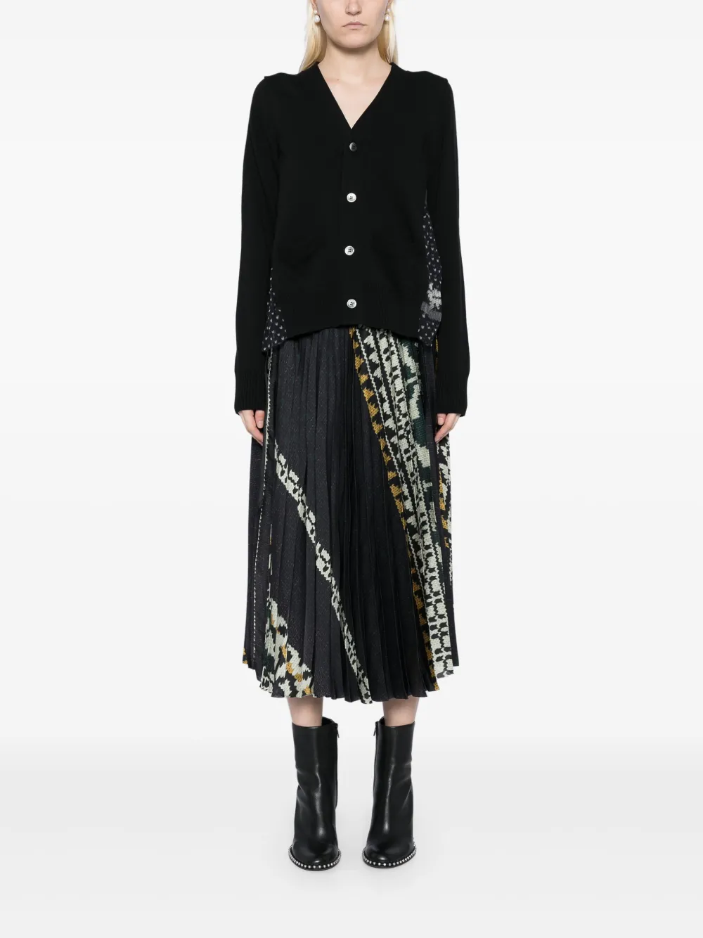 sacai Vest met patroon - Zwart