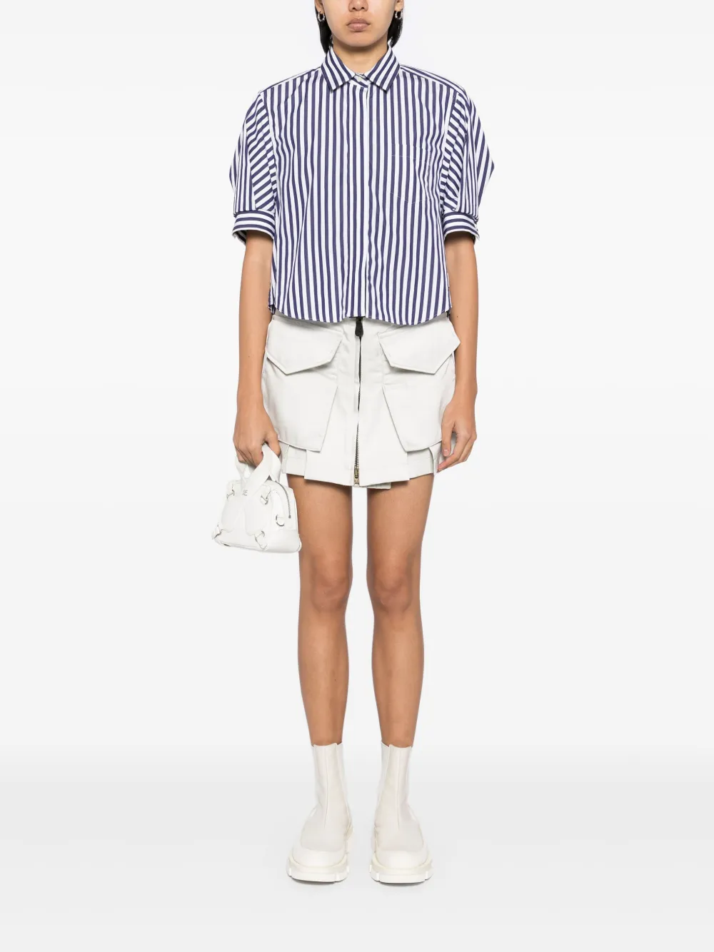 sacai pleat detailing shorts - Grijs