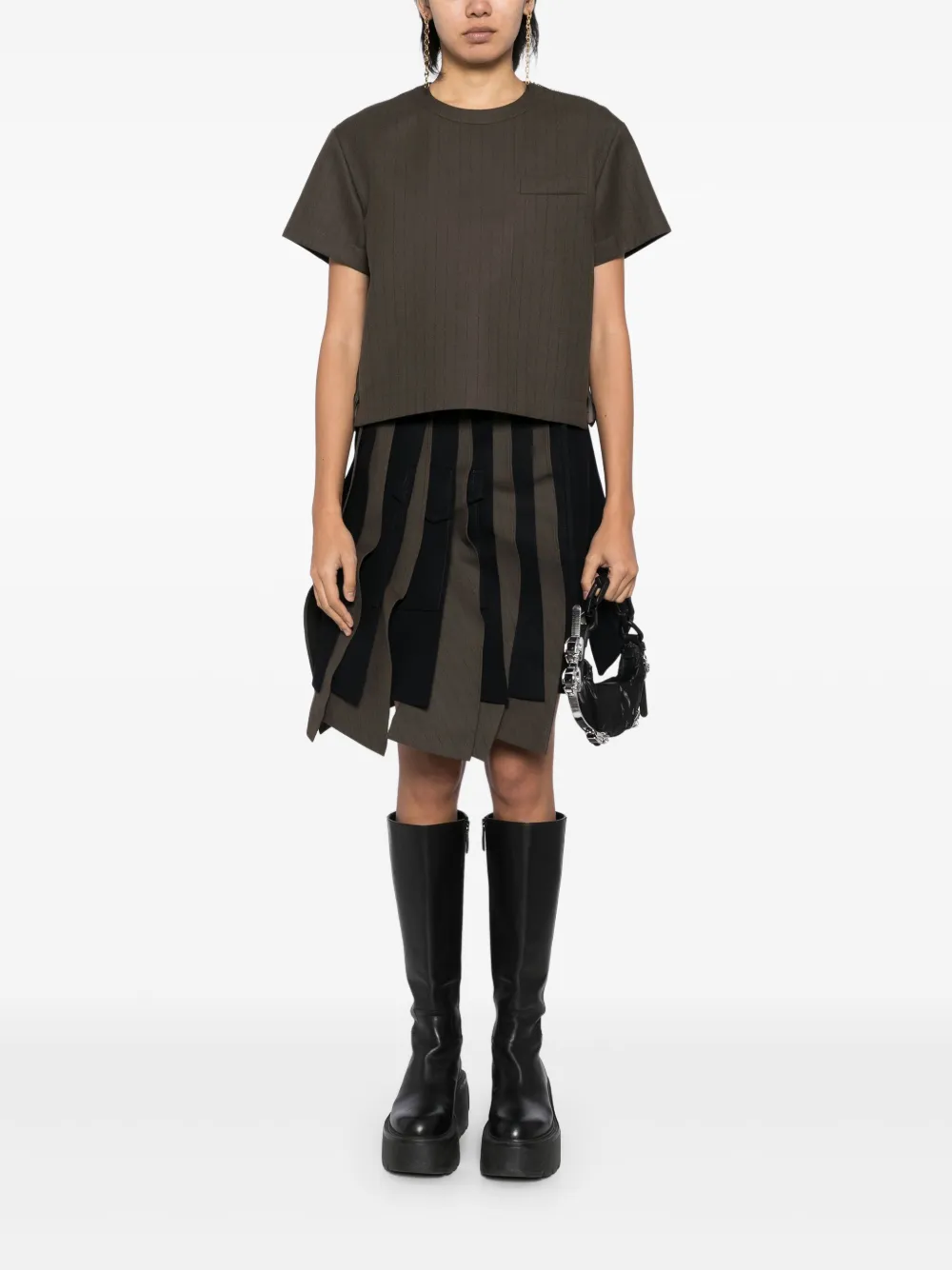 Sacai Asymmetrische plooirok - Bruin