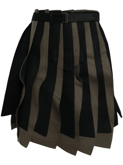 sacai asymmetric pleated wool skirt