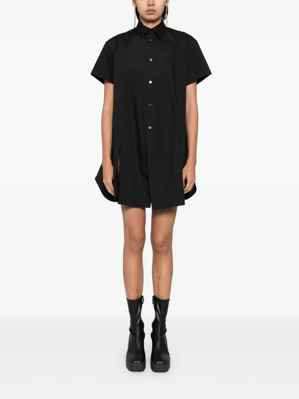 sacai panelled shirt - Zwart