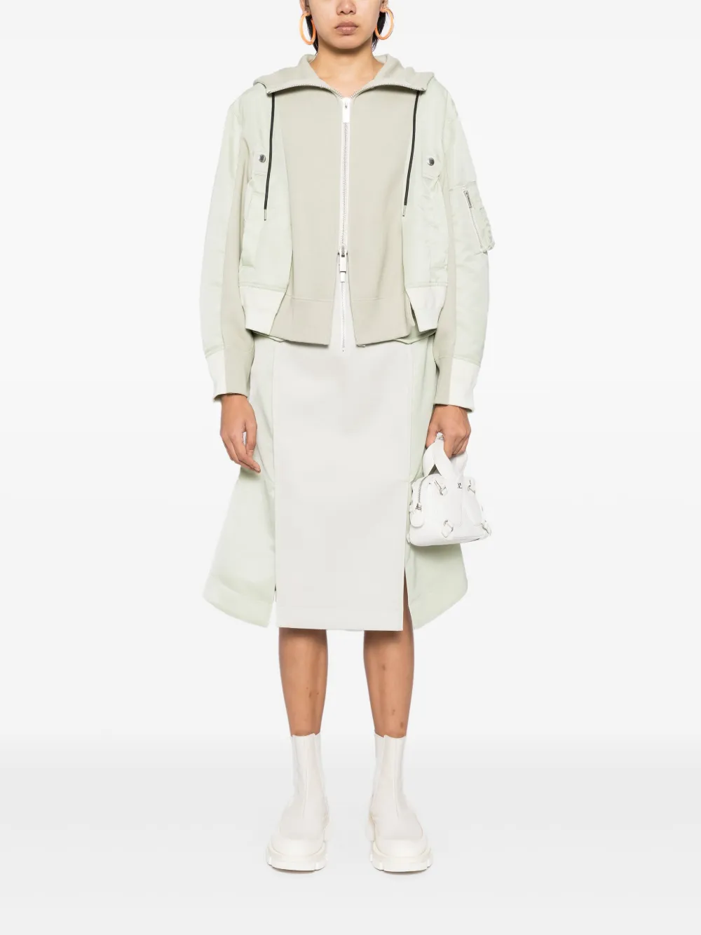 sacai Nylon Twill X Sponge Sweat hoodie - Groen