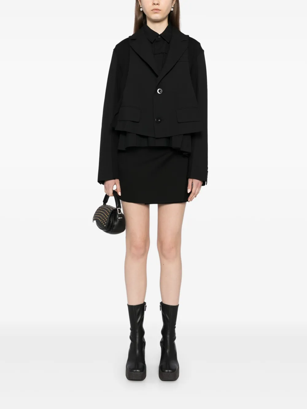 sacai Asymmetrische blazer met vlakken - Zwart