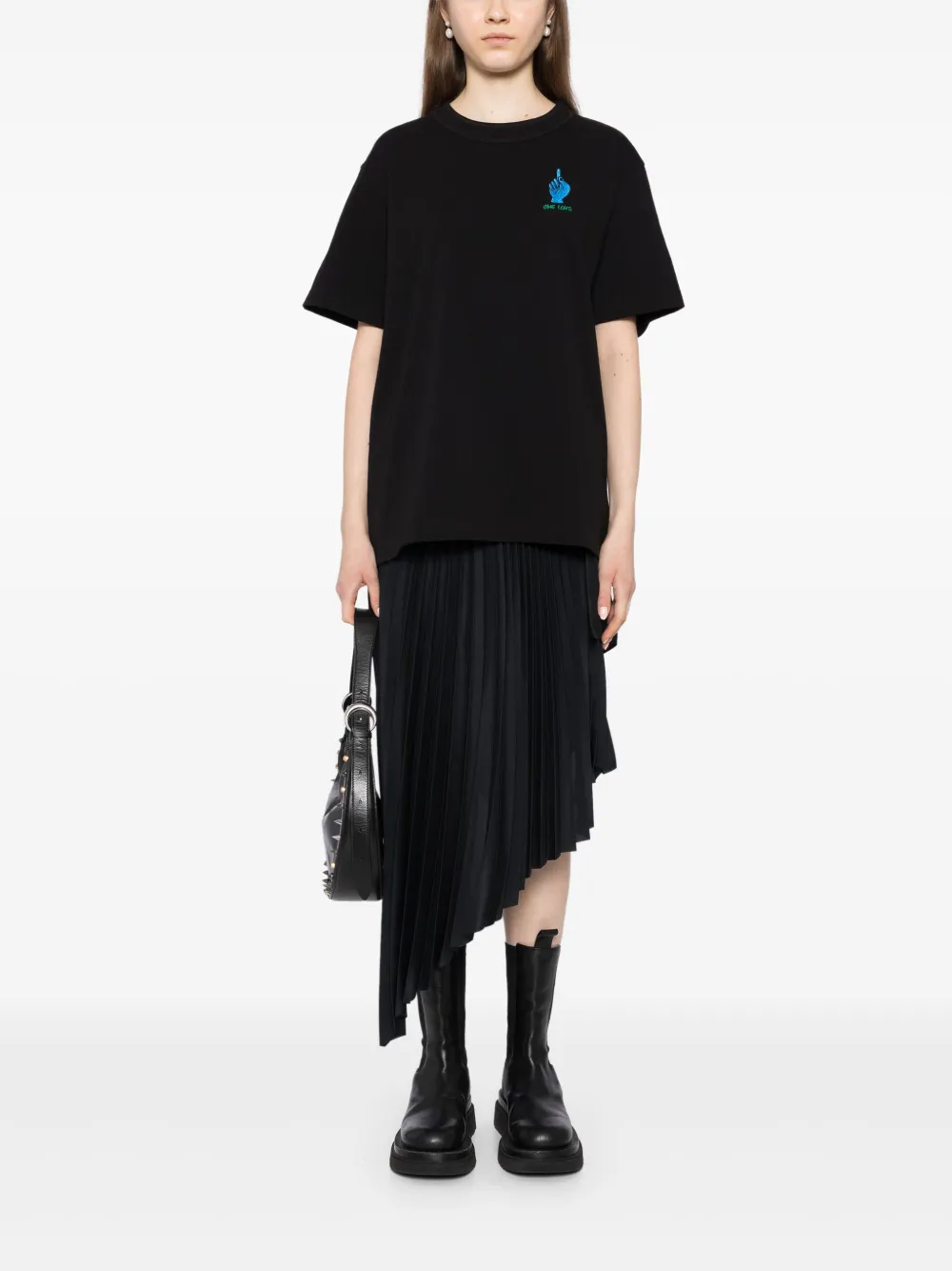sacai T-shirt met borduurwerk Zwart