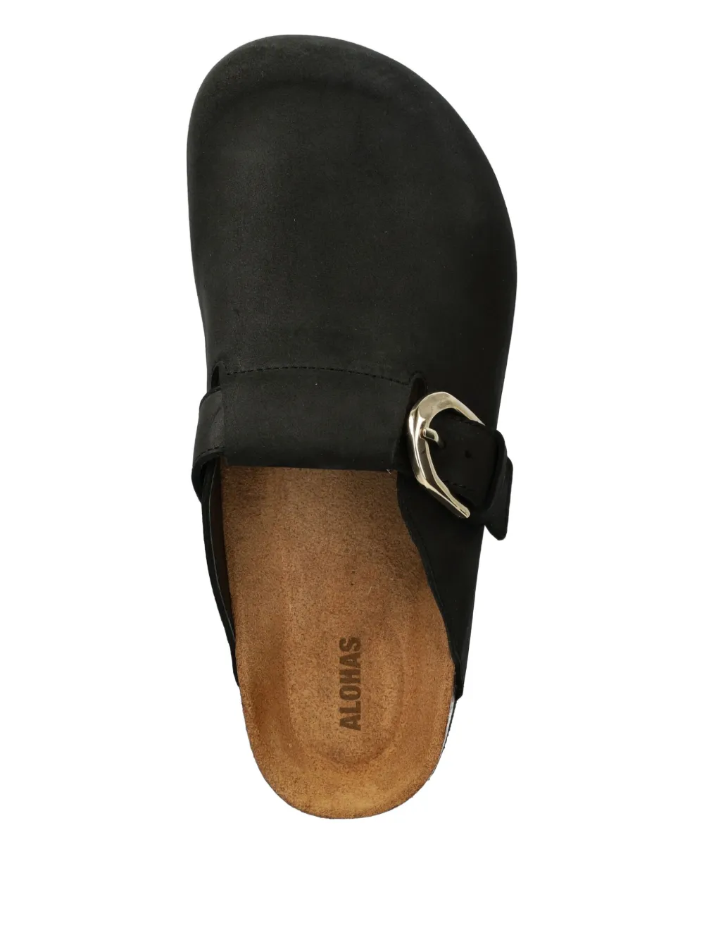 Alohas Buckle-fastening Leather Slides In Black