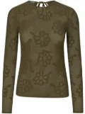 Cecilie Bahnsen Olani flower embroidered top - Green