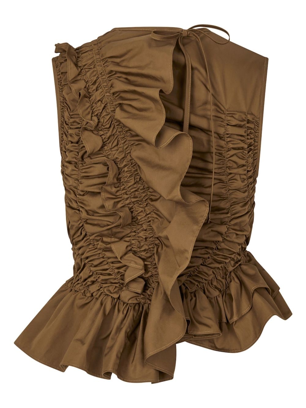 Shop Cecilie Bahnsen Geo Ruffled Top In Brown