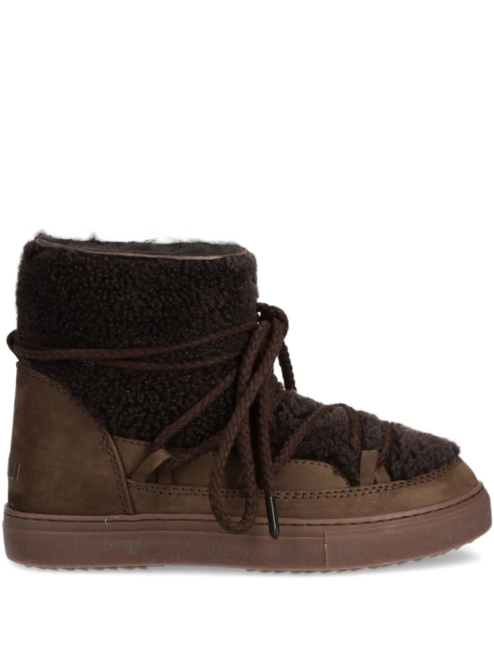 Inuikii Lace-up Shearling Ankle Boots In Brown