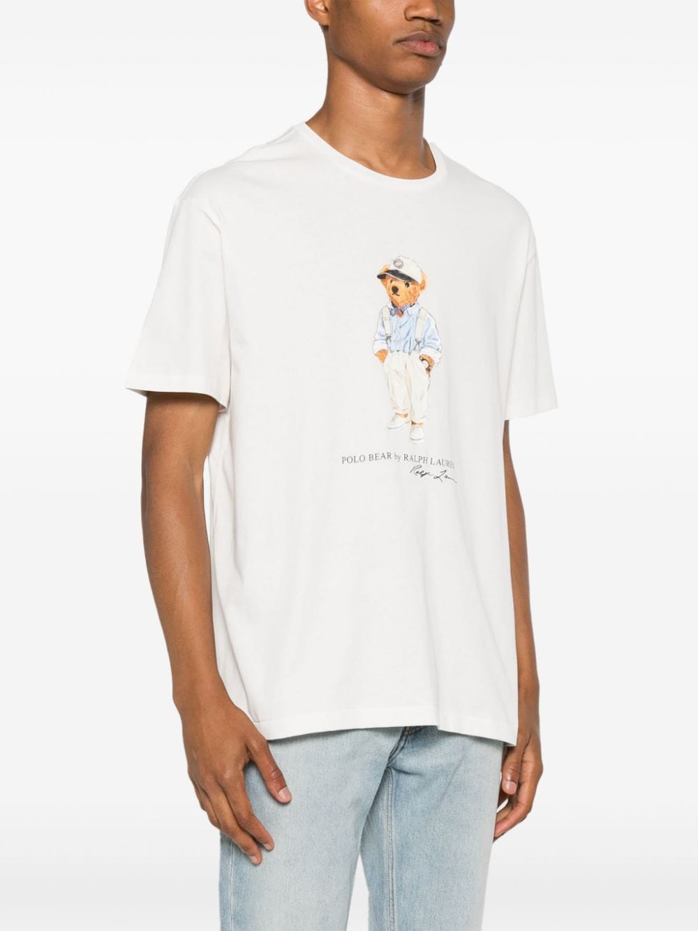 Shop Polo Ralph Lauren Polo Bear-print Cotton T-shirt In Neutrals