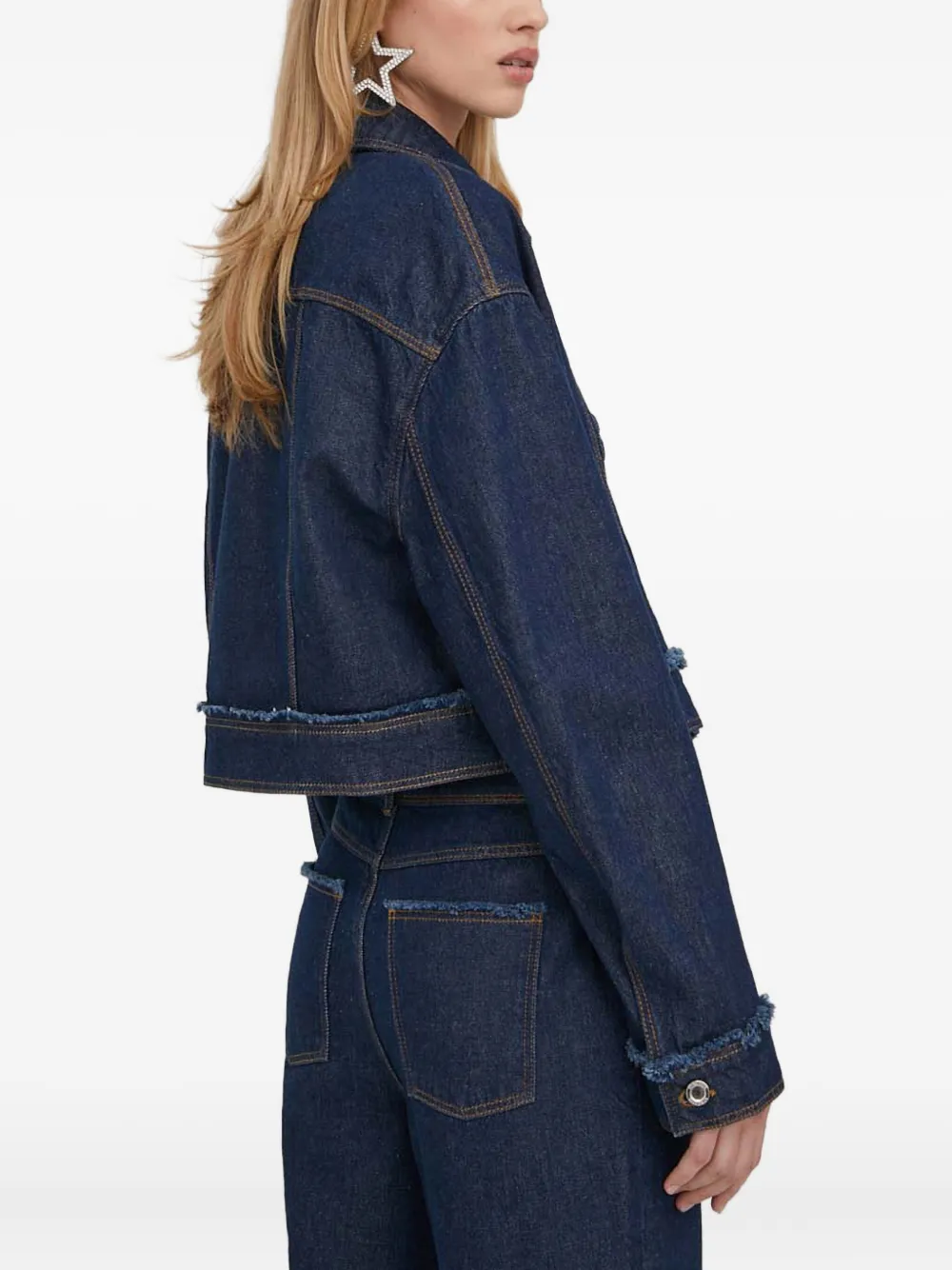Stine Goya Frayed Pocket Jacket In Blue