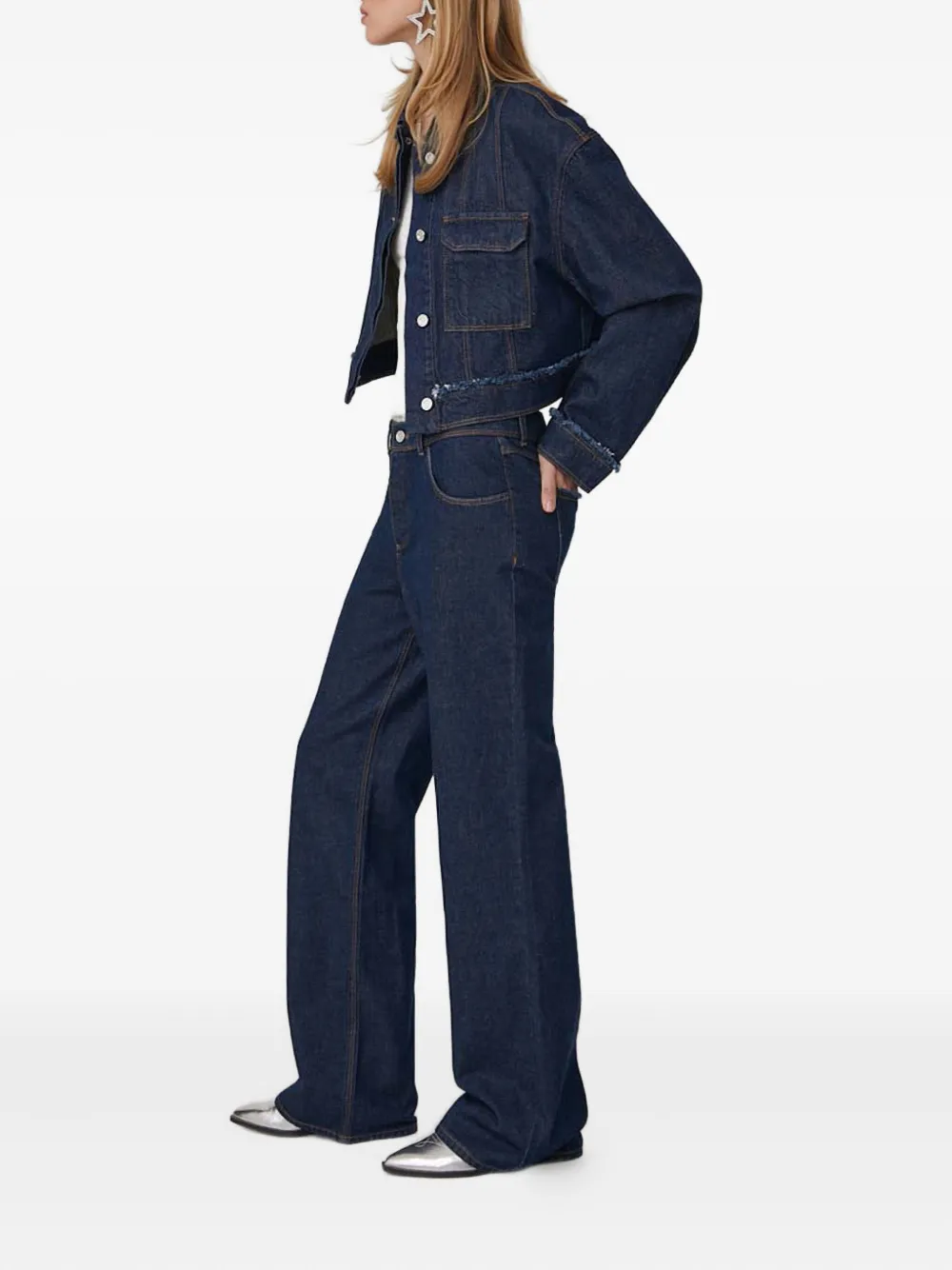 Stine Goya Frayed Pocket Jacket In Blue