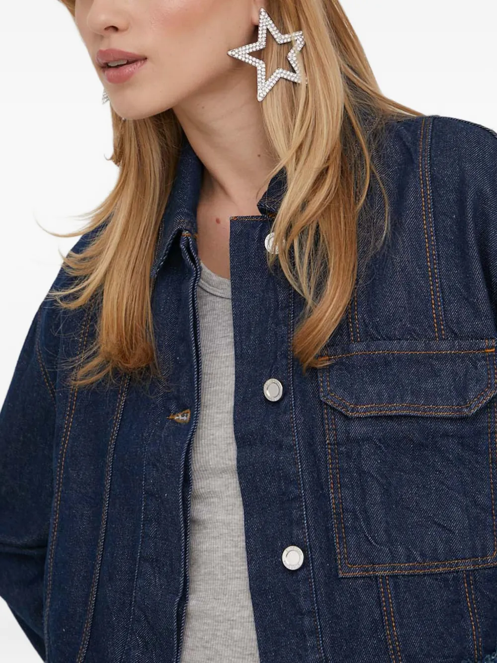 Stine Goya Frayed Pocket Jacket In Blue