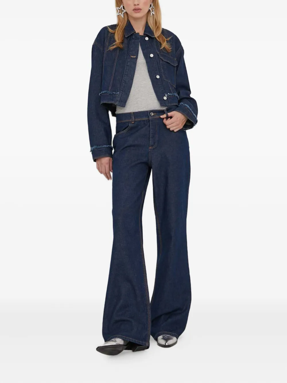 Stine Goya Frayed Pocket Jacket In Blue