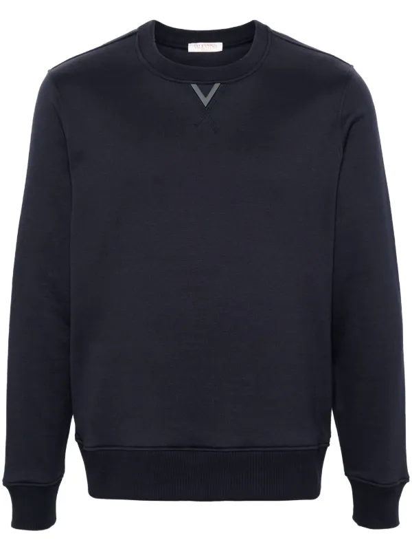 Valentino Garavani logo plaque Cotton Sweatshirt Blue FARFETCH AO