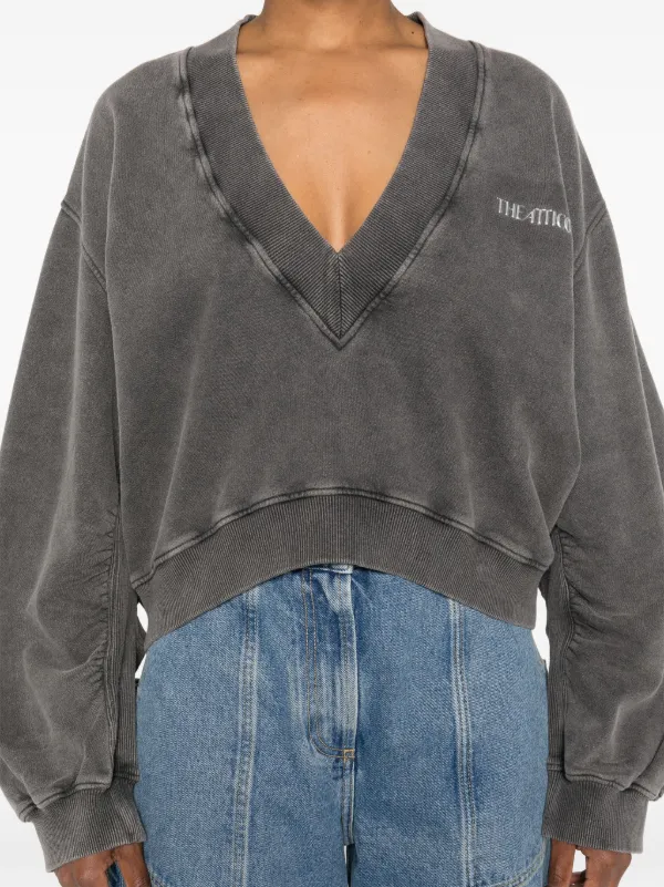 The Attico logo-rubberised Cotton Sweatshirt | Grey