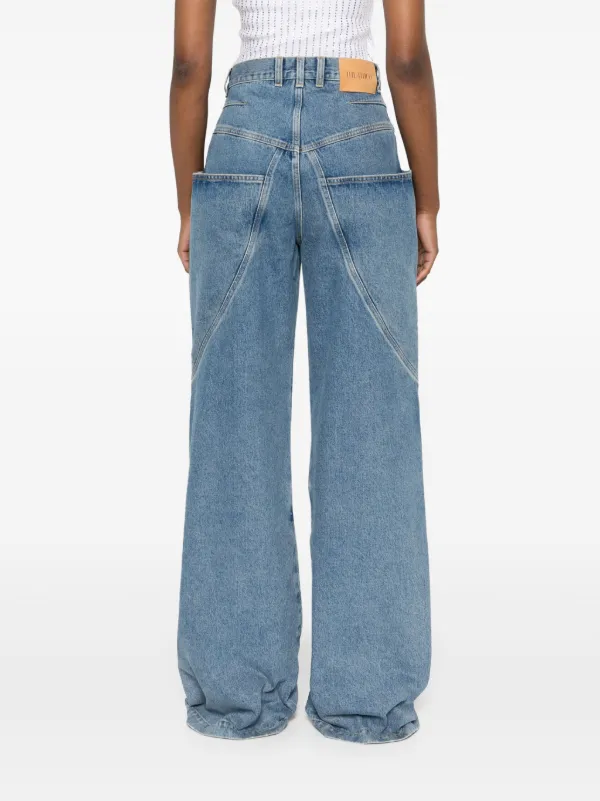 The Attico knee-detail wide-leg Jeans | Blue | FARFETCH