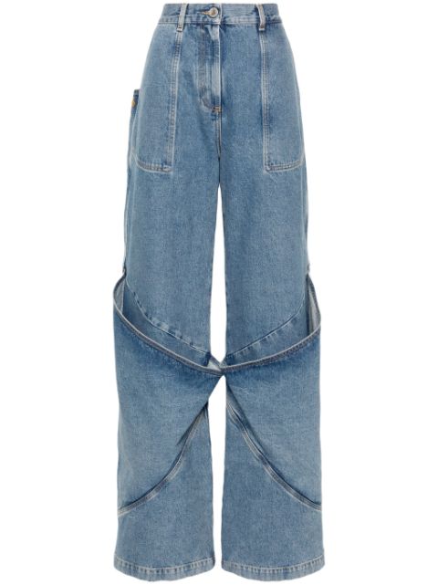 The Attico knee-detail wide-leg jeans