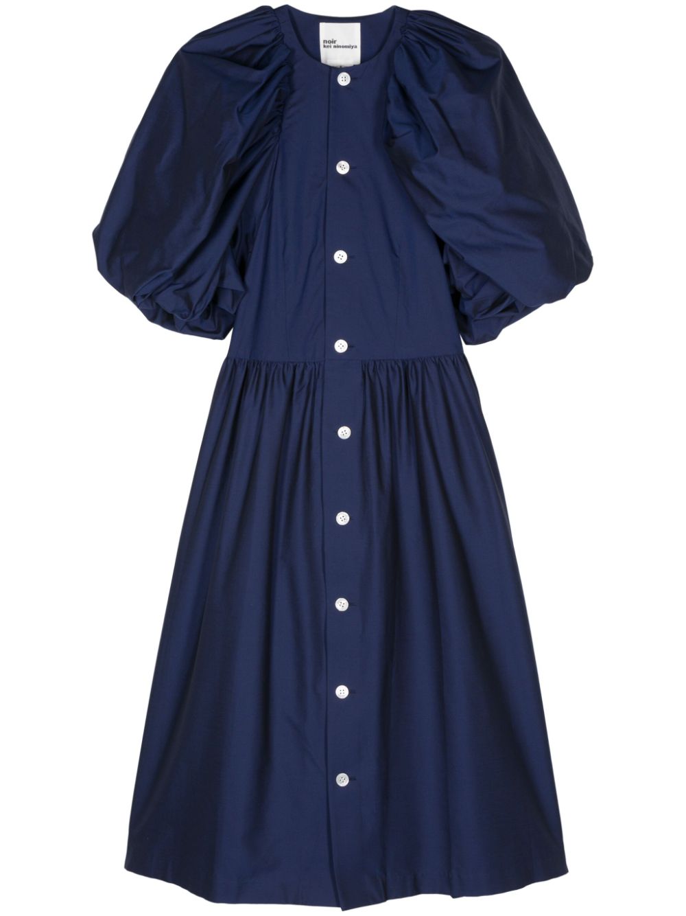 Noir Kei Ninomiya Dione katoen-popeline midi-jurk Blauw