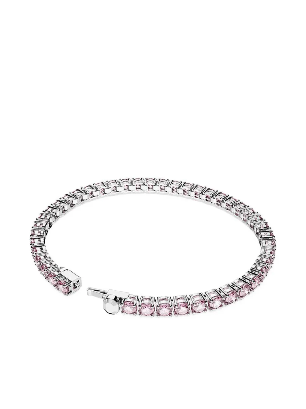 Swarovski Matrix Pink Crystal Small Tennis Bracelet In Rhodium Plated