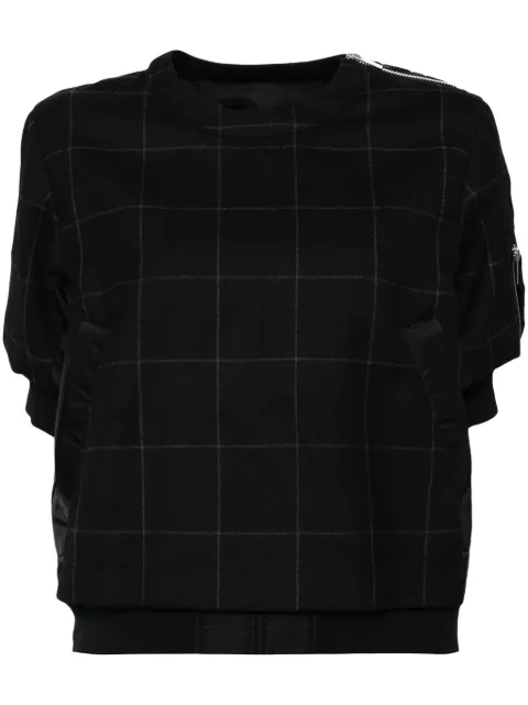 sacai windowpane x twill pullover